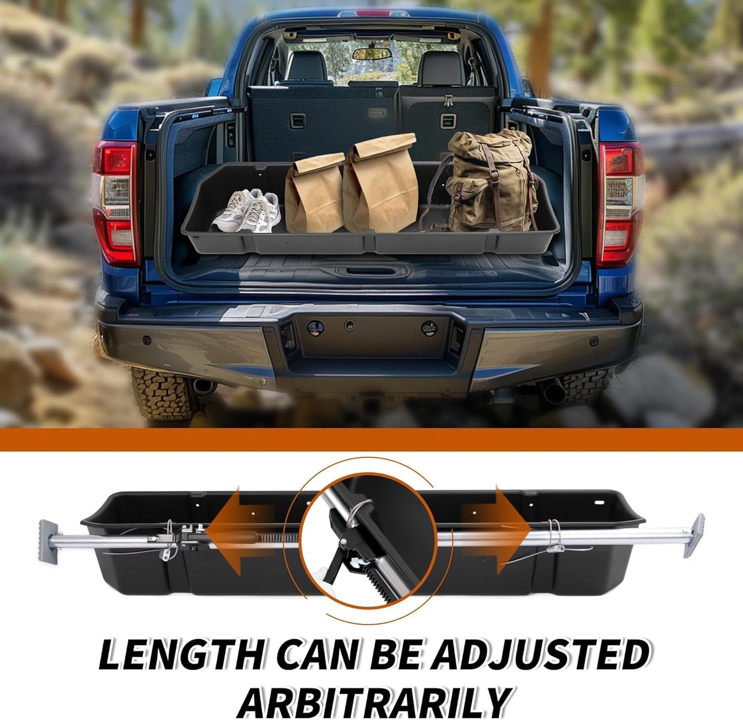 KUAFU Full Size Truck Bed Storage Box Compatible with Ford Chevrolet GMC Dodge Ram Toyota Nissan Universal 55 Inch - 69 inch Wide Adjustable Beds Secure Cargo Organizer Protect Groceries