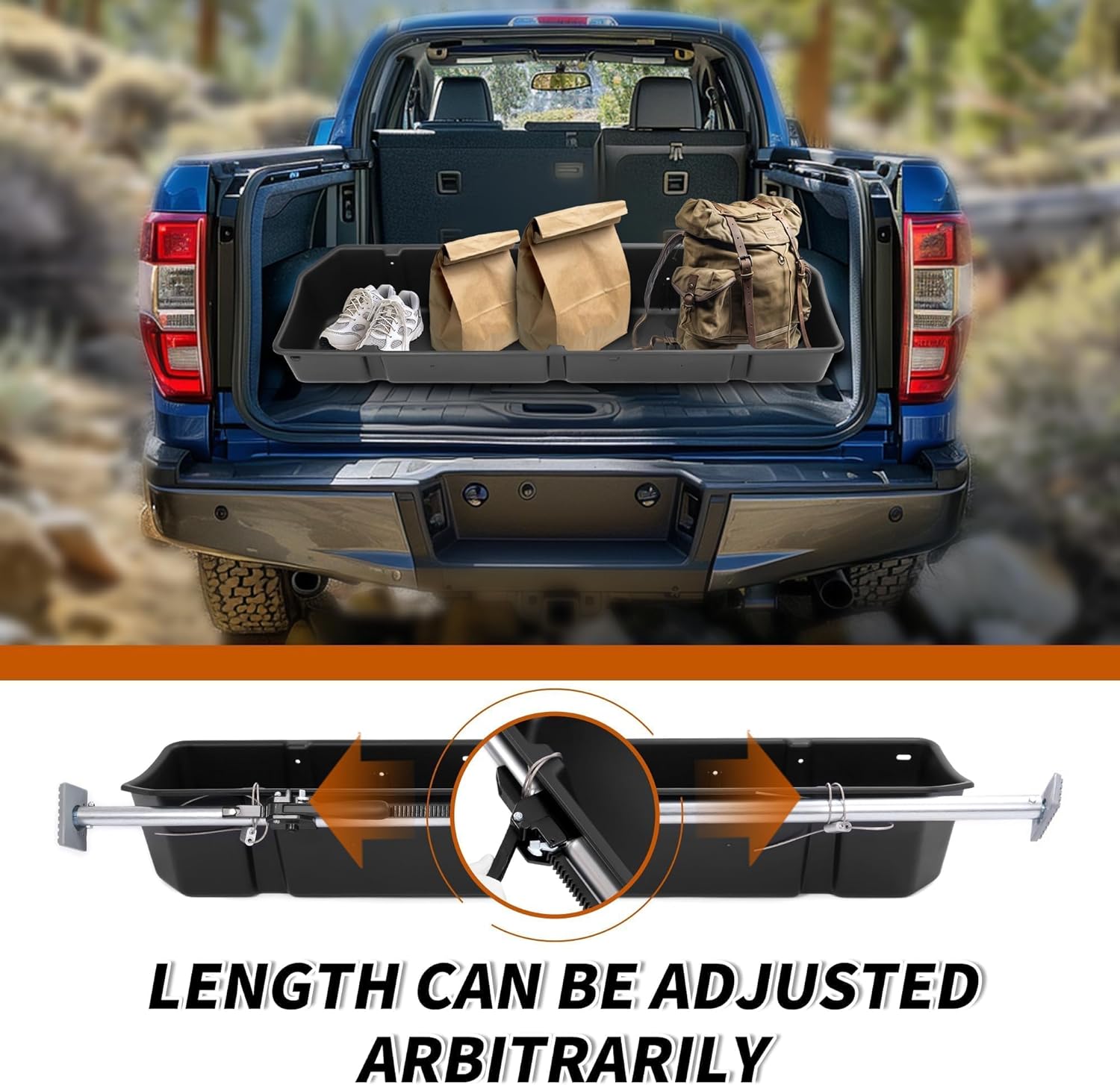KUAFU Full Size Truck Bed Storage Box Compatible with Ford Chevrolet GMC Dodge Ram Toyota Nissan Universal 55 Inch - 69 inch Wide Adjustable Beds Secure Cargo Organizer Protect Groceries