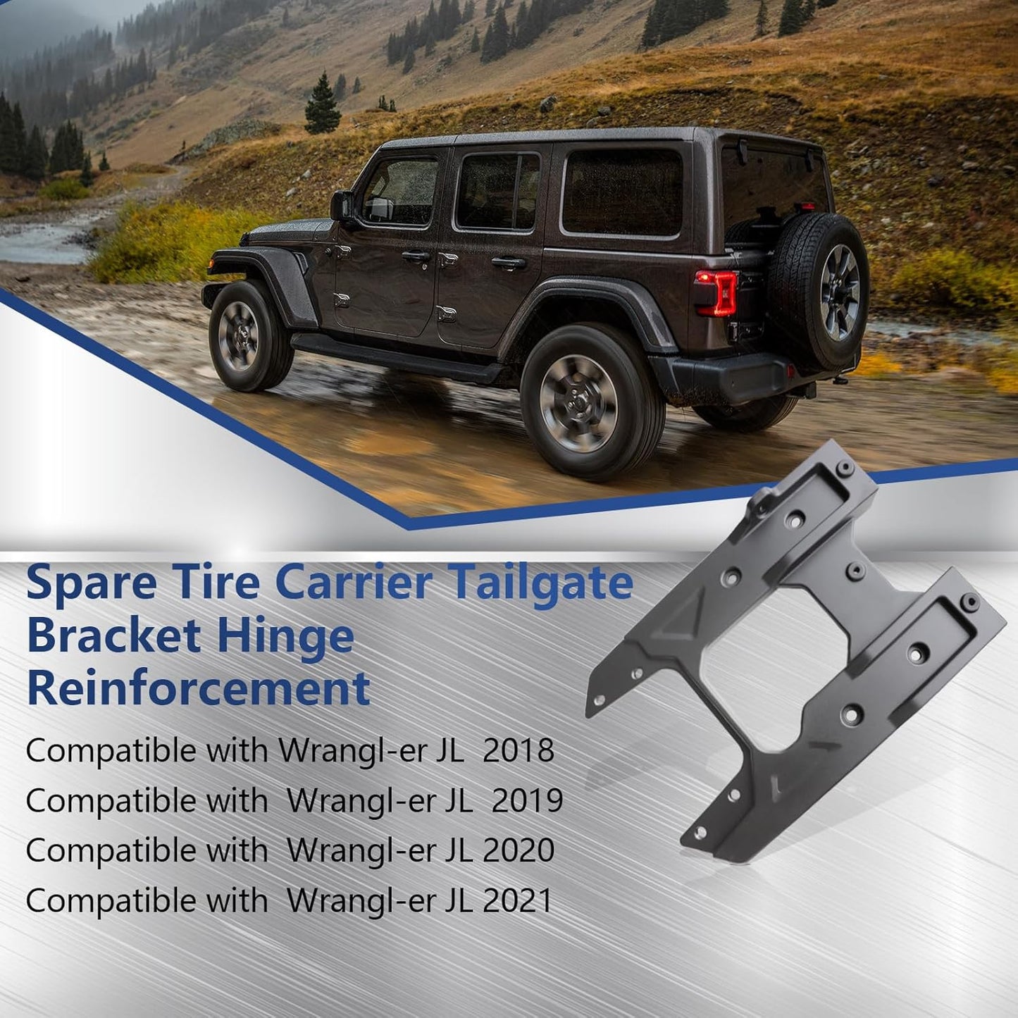 Spare Tire Carrier Hinge Reinforcement Kits Compatible with 2018 - 2021 Jeep Wrangler JL