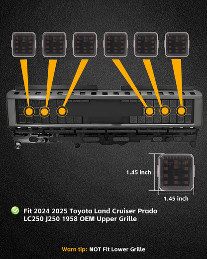 6 Pcs Grill Lights for 2024 2025 Toyota Land Cruiser Prado LC250 J250