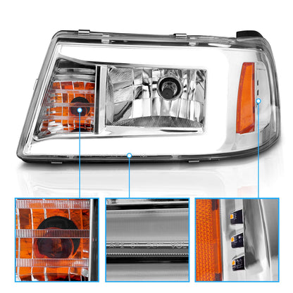 2Pcs LED Tube Black Replacement Headlights Corner Lamp Set for Ford Ranger 2001-2011