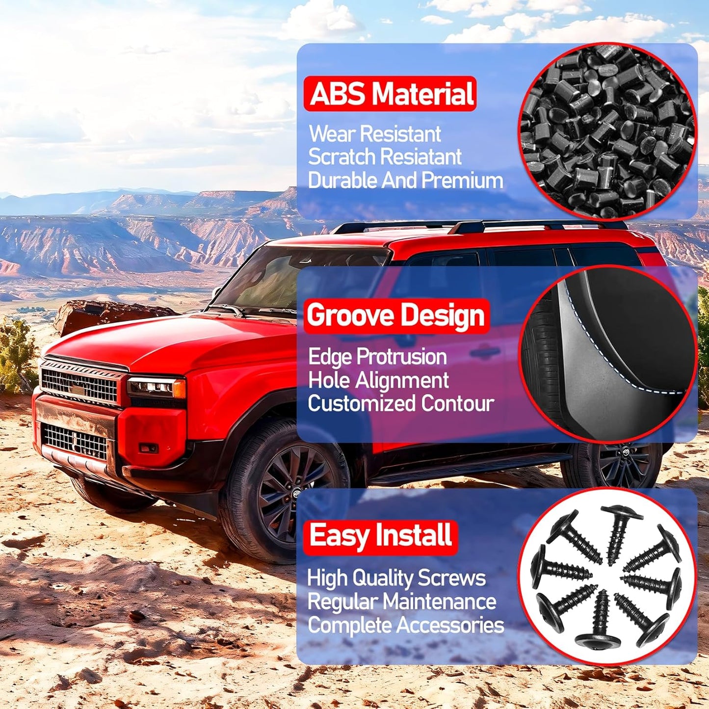 4PCS All-Weather Mud Flaps for Toyota Land Cruiser Prado 2025 2024