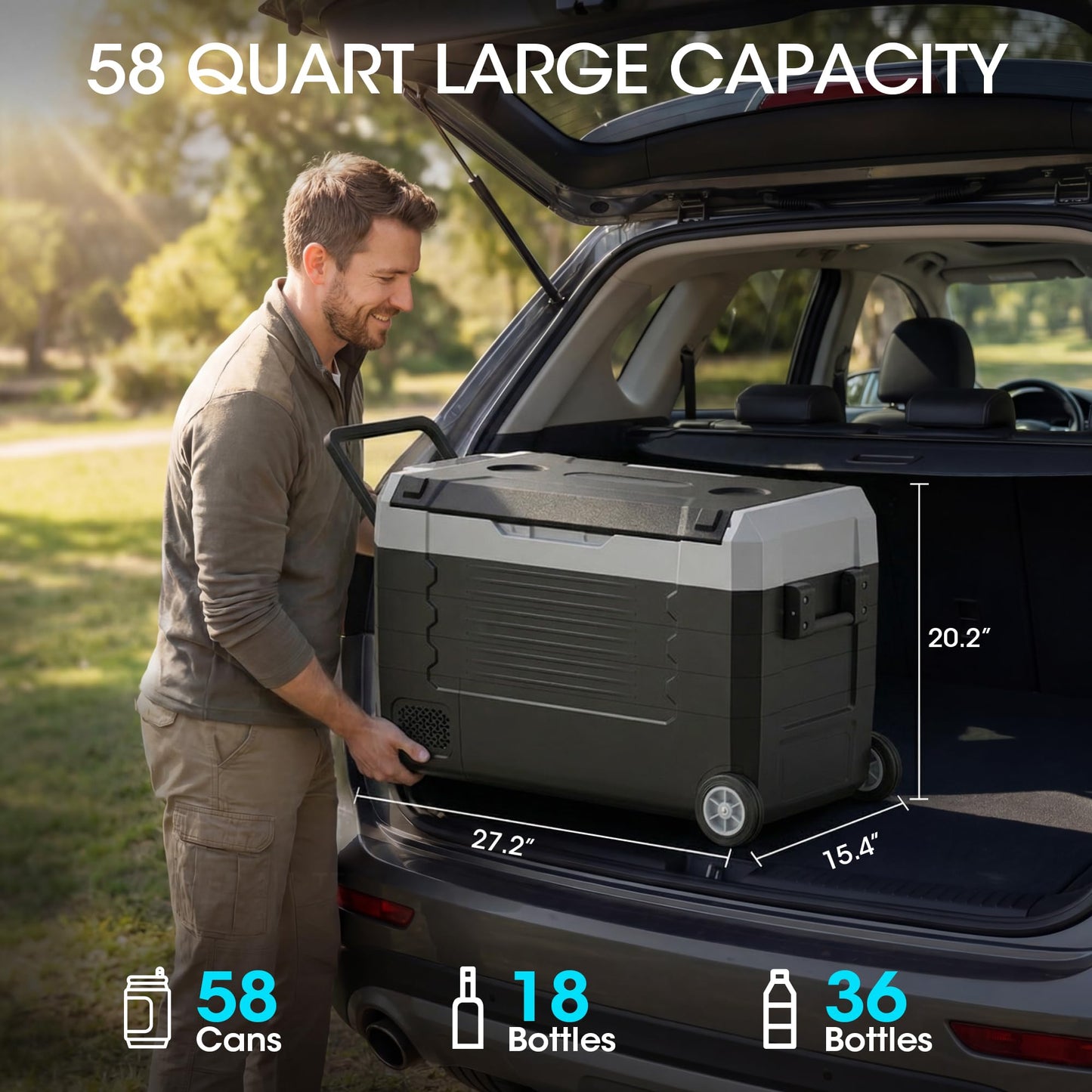 12 Volt Portable Refrigerator, 37QT/58QT Electric Cooler, Electric Cooler APP Control, for Travel, Camping, Boat