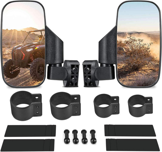 UTV Side Mirrors with 1.75" -2" Roll Bar Cage, UTV Mirrors 360 Degree Adjustable SXS Mirrors Compatible with Polaris RZR Kawasaki Teryx Mule Pioneer Yamaha Rhino YXZ