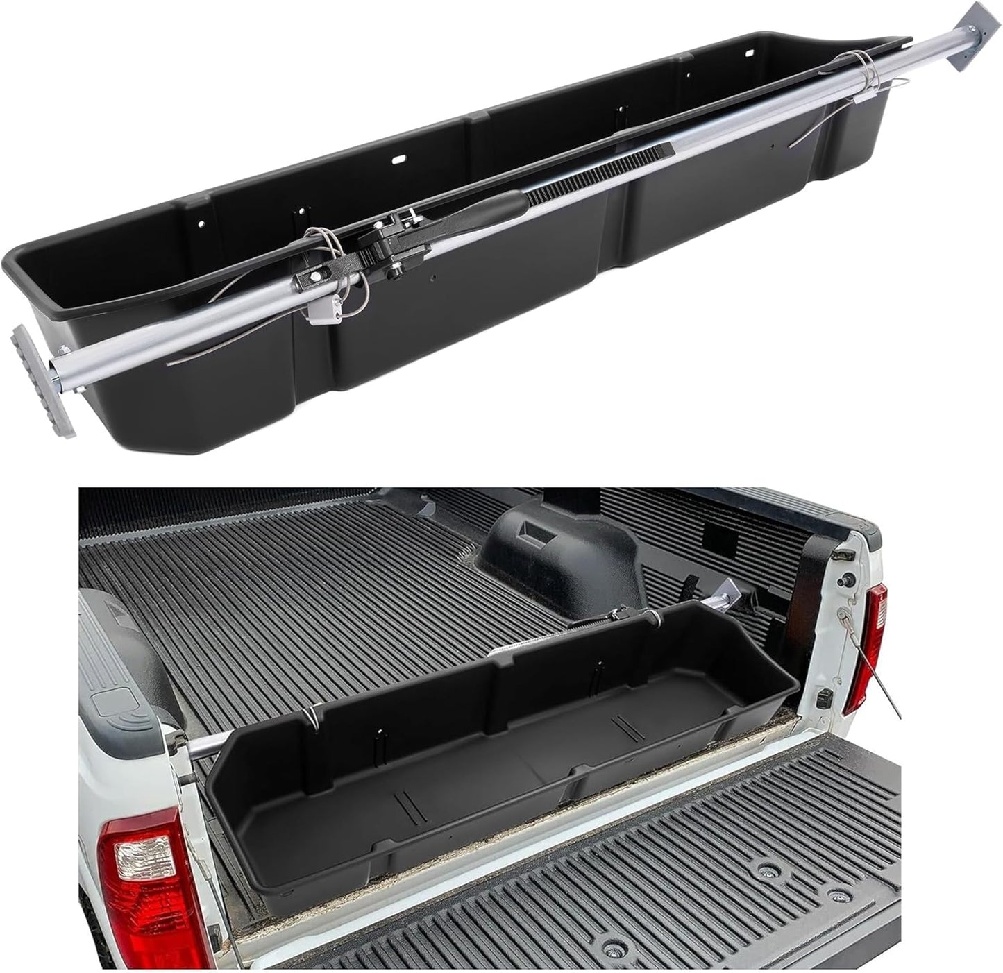 KUAFU Full Size Truck Bed Storage Box Compatible with Ford Chevrolet GMC Dodge Ram Toyota Nissan Universal 55 Inch - 69 inch Wide Adjustable Beds Secure Cargo Organizer Protect Groceries