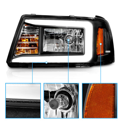 2Pcs LED Tube Black Replacement Headlights Corner Lamp Set for Ford Ranger 2001-2011