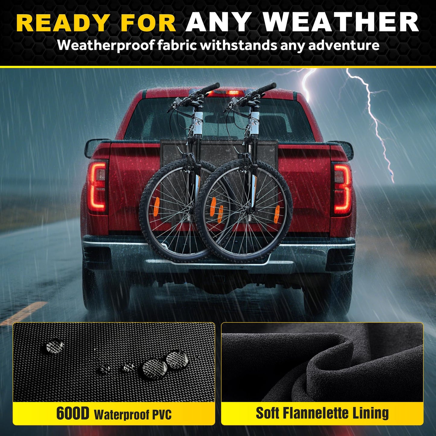 Tailgate Bike Pad for 2 Mountain Bikes with Reflective Safety Strips