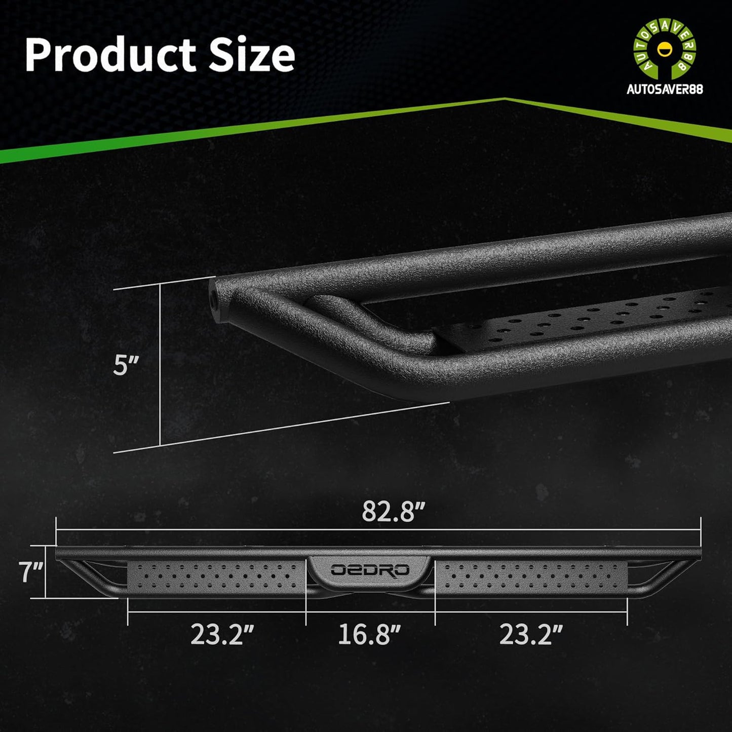 Carbon Steel Running Boards & Side Steps Compatible with 2024-2026 Tacoma Double Cab/Crew Cab