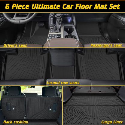 6 Pcs Floor Mats Cargo Mat Fit for Toyota Land Cruiser Prado LC250 2024-2026 / Lexus GX550 2024-2026