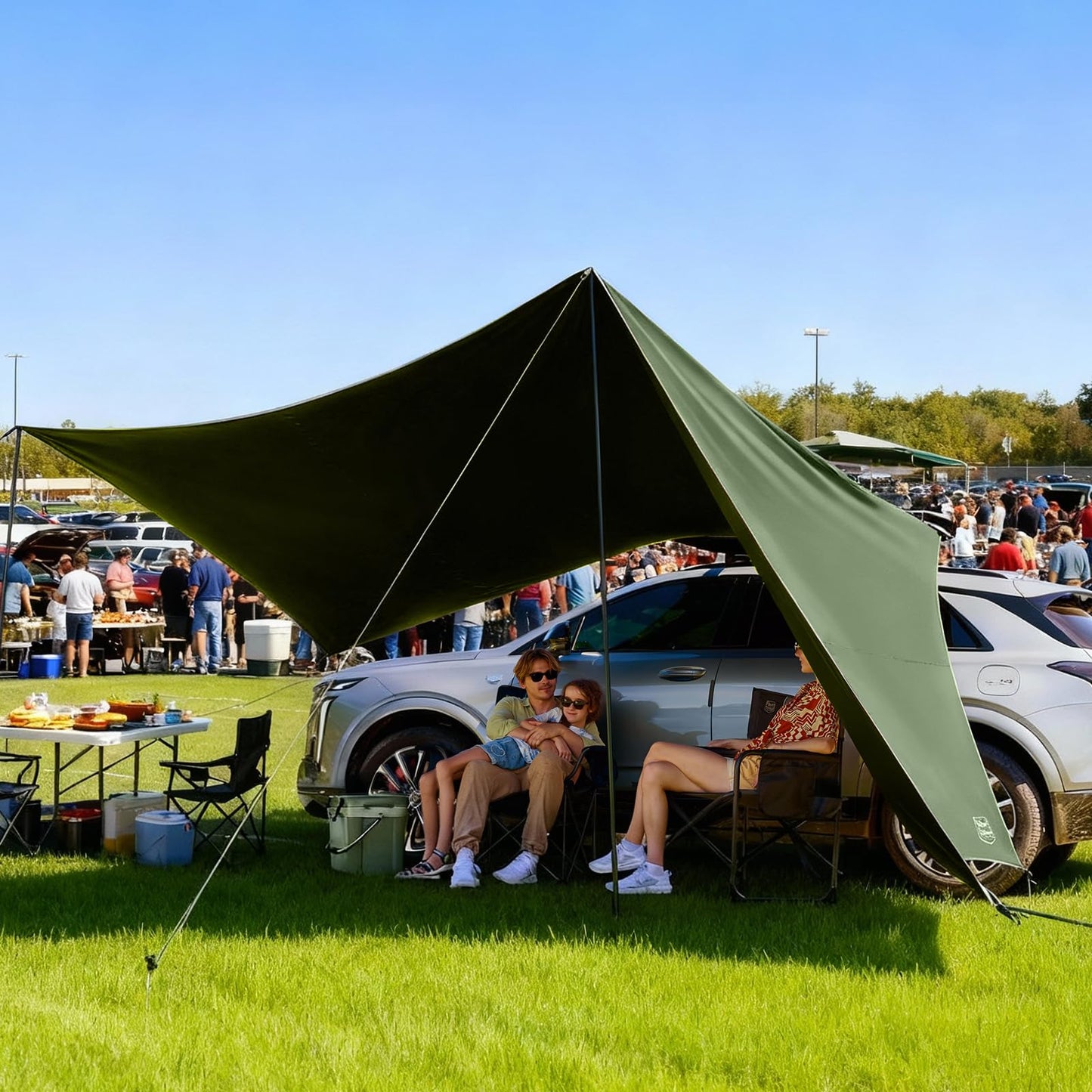 19x9.8ft Retractable Car Awning with Blackout Coating for Vehicle/Truck/Jeep/SUV/Van