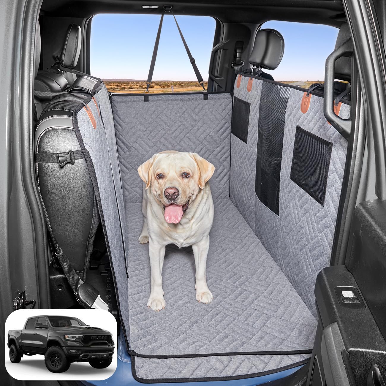 Dog Car Seat Cover for Back Seat,Dog Hammock for Truck,Back Seat Pet Cover,Back Seat Extender for Dogs,for Truck F150 /RAM 1500/Silverado/GMC/Tundra