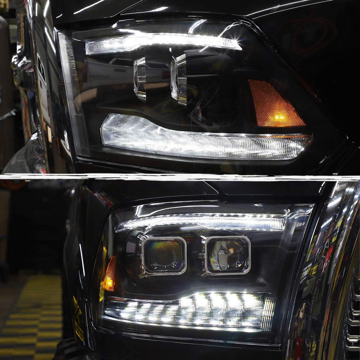 For 09-18 Dodge Ram 1500 2500 3500 Quad Style Headlights Headlamps W For 09-18 Dodge Ram 1500 2500 3500 Quad Style Headlights Headlamps W