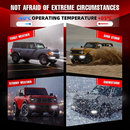 Fog Lights Assemblies Compatible with Ford Bronco 2021 2022 2023, Daytime Running Lights for Bronco Accessories 2/4-Door - OMOTOR