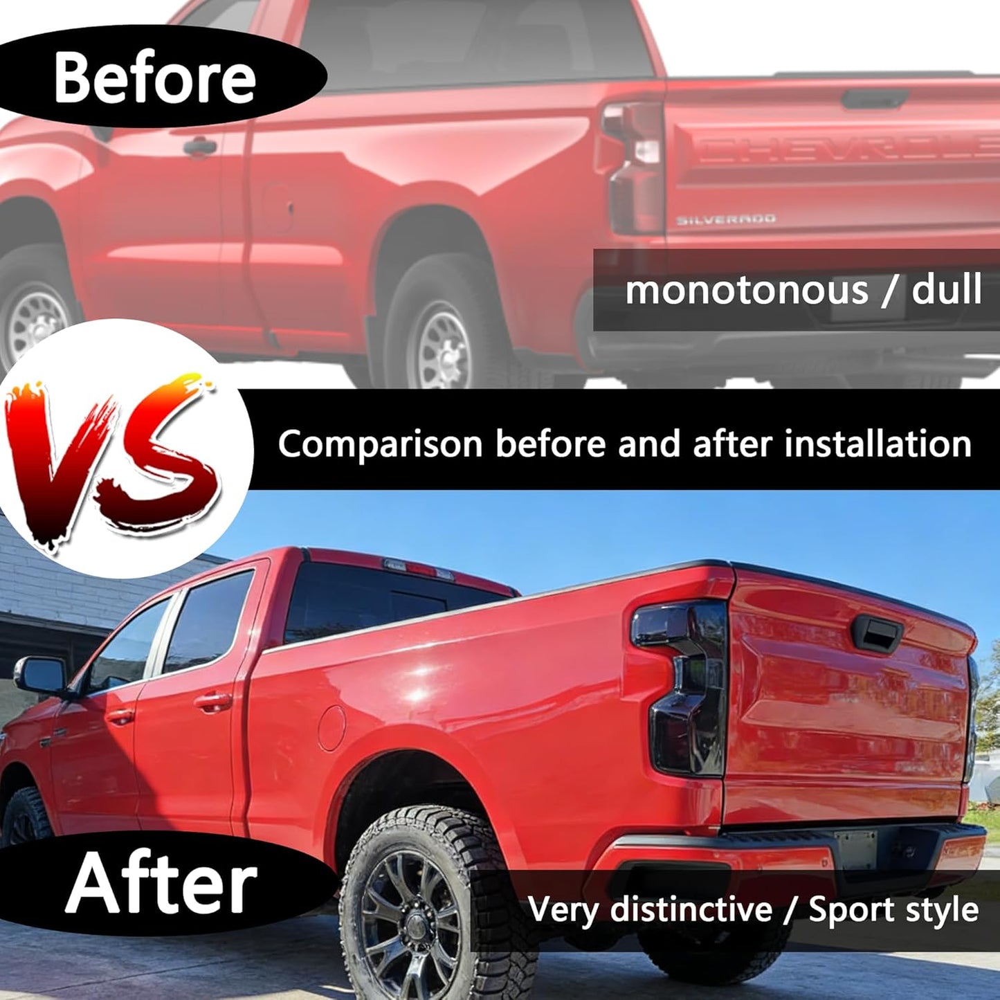 Taillight Cover Trim Fit for Chevy Silverado 1500 2019-2026 RST/LT/Custom/LTZ/High Coumtry