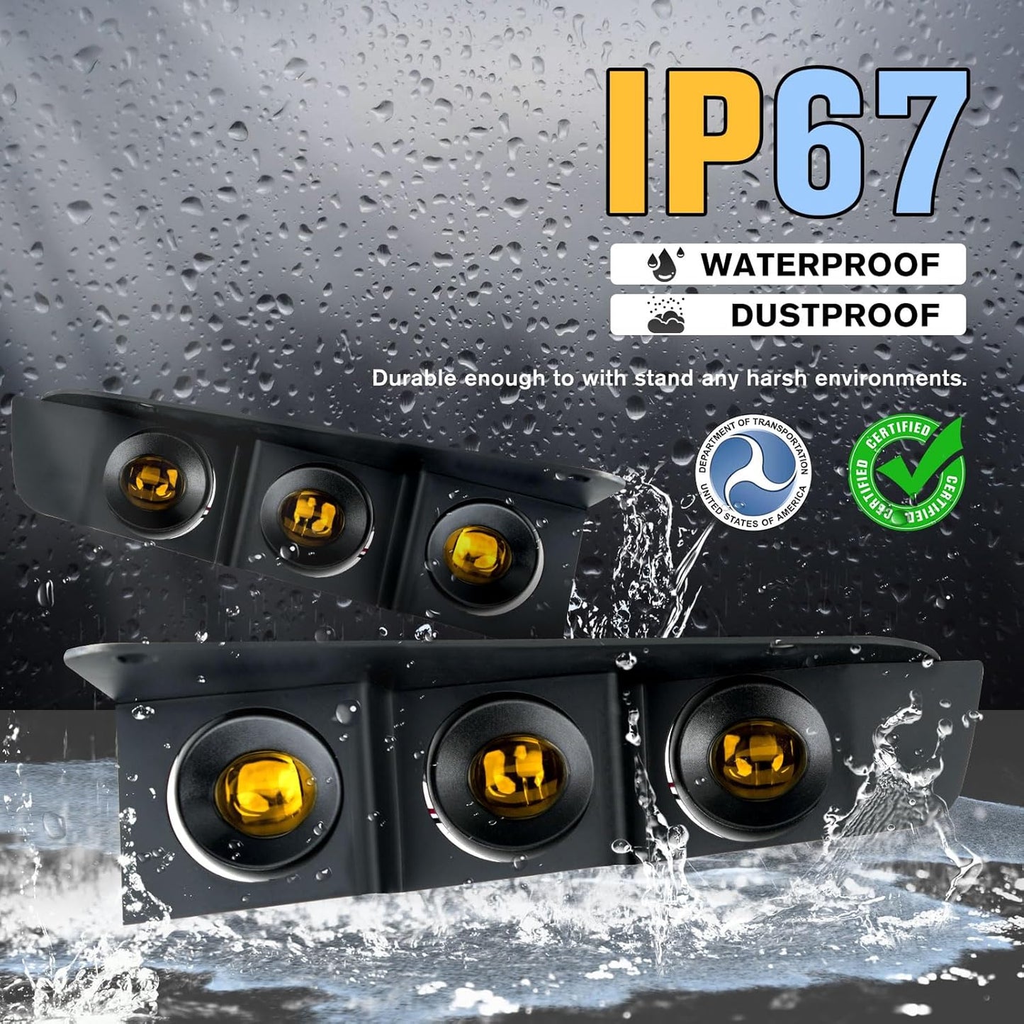 LED Front Bumper Fog Light with Mounts, Modular Bumper Fog Lamps Accessories, Ultra-Bright Amber Light Source Compatible with Ford Bronco 2021 2022 2023 2/4 Door