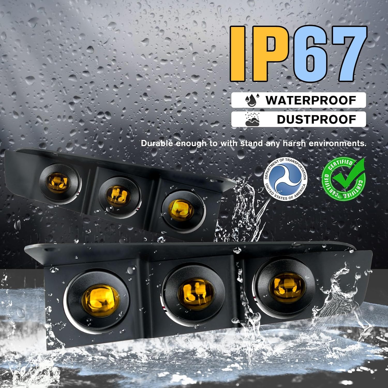 LED Front Bumper Fog Light with Mounts, Modular Bumper Fog Lamps Accessories, Ultra-Bright Amber Light Source Compatible with Ford Bronco 2021 2022 2023 2/4 Door