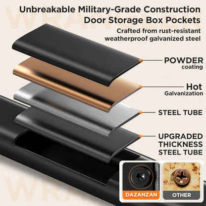 2025 Upgrade Metal Front Door Storage Pockets for Jeep Wrangler JL JLU 4XE 2018-2025 Accessories/Gladiator JT 2020-2025 Accessories [Military-Grade Metal] Door Storage Box Matte Black