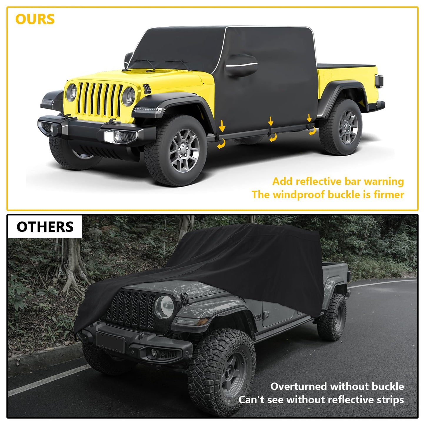 Resistant Black Cab Cover for Jeep Gladiator JT 2020-2024 4 Door