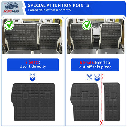 Cargo Mat + 2nd & 3rd Row Backrest Mats for 2021-2026 Kia Sorento