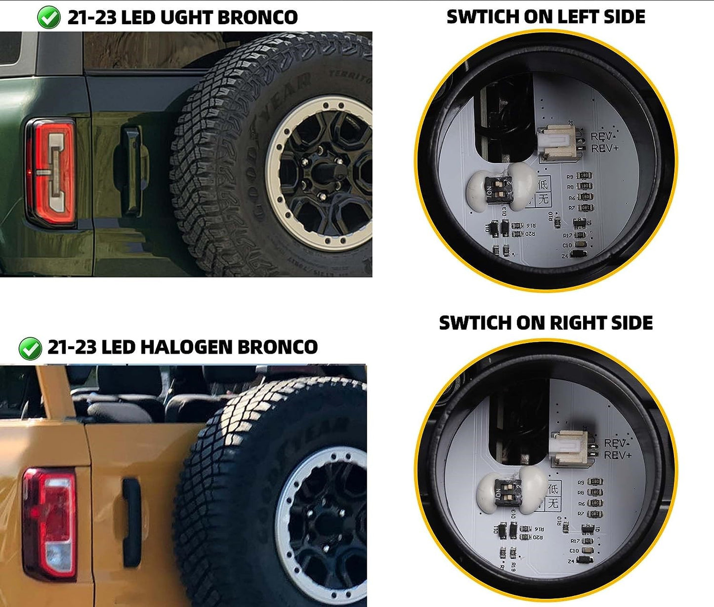 Smoked LED Tail Light Assembly Compatible with 2021 2022 2023 Ford Bronco