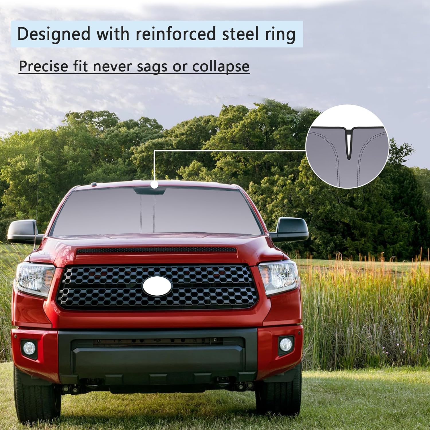 Windshield Sun Shade for Toyota Tundra 2014-2021, Custom Fit Foldable Front Window Sunshade Sun Visor Protector, Block UV Rays Keep Your Car Cooler