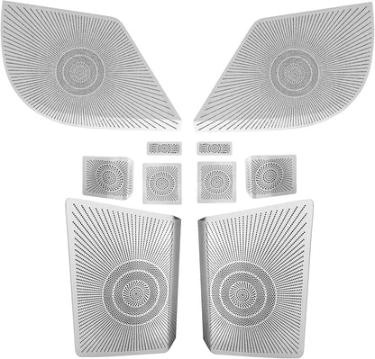 BestEvMod Speaker Cover Trim Kits Compatible with 2024 2025 Tesla Cybertruck Interior Accessories 10PCS Subwoofer Cover Protector Audio Speaker Loudspeaker Upgrade Horn Grille Stainless (Silver)