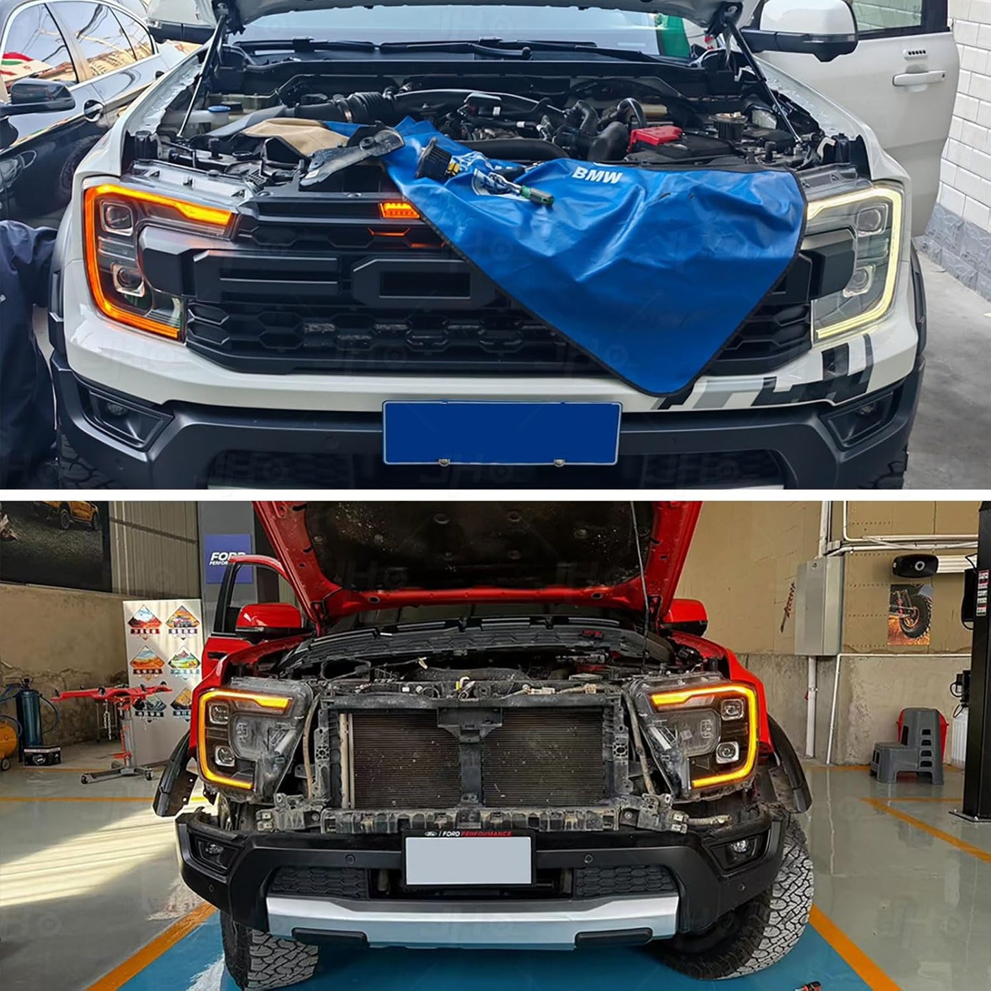 Amber DRL Lights Module Front Headlights Frame For Ford Ranger T9 Lariat Raptor 2023-2025