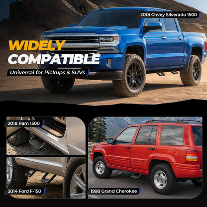 Universal Aluminum Side Step with Mounting Brackets for Pickups & Trucks