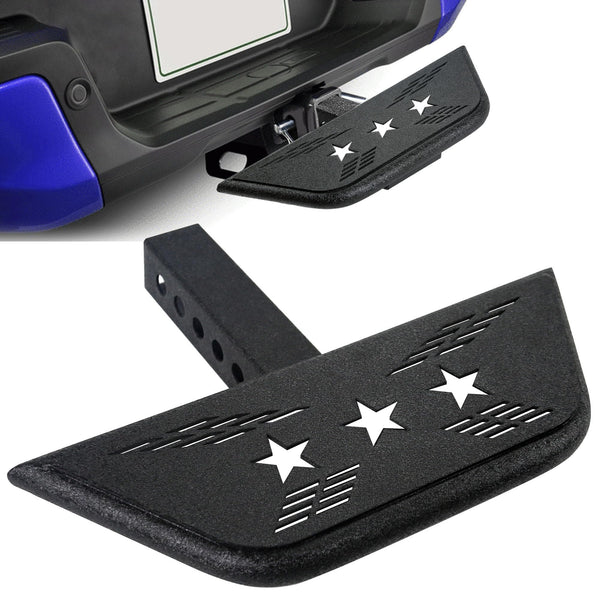 Towing Hitch Steps for 2" Hitch Receiver, Rear Trailer Hitch Bumper Guard Protector Universal Black Hitch Step Bar for Pickup Truck SUV - OMOTOR