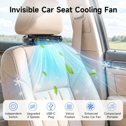 Car Backseat Headrest Cooling Fan for Kids, 3-Speed USB