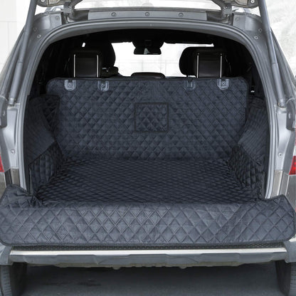 PETICON SUV Cargo Liner for Dogs, Waterproof Pet Cargo Cover Dog Seat Mat for SUVs Sedans Vans with Bumper Flap Protector, Non-Slip, Large Size Universal Fit, Black - OMOTOR
