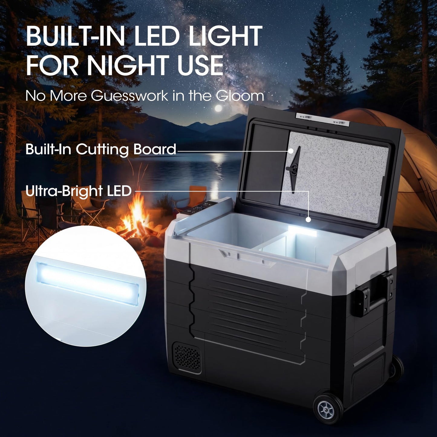 12 Volt Portable Refrigerator, 37QT/58QT Electric Cooler, Electric Cooler APP Control, for Travel, Camping, Boat