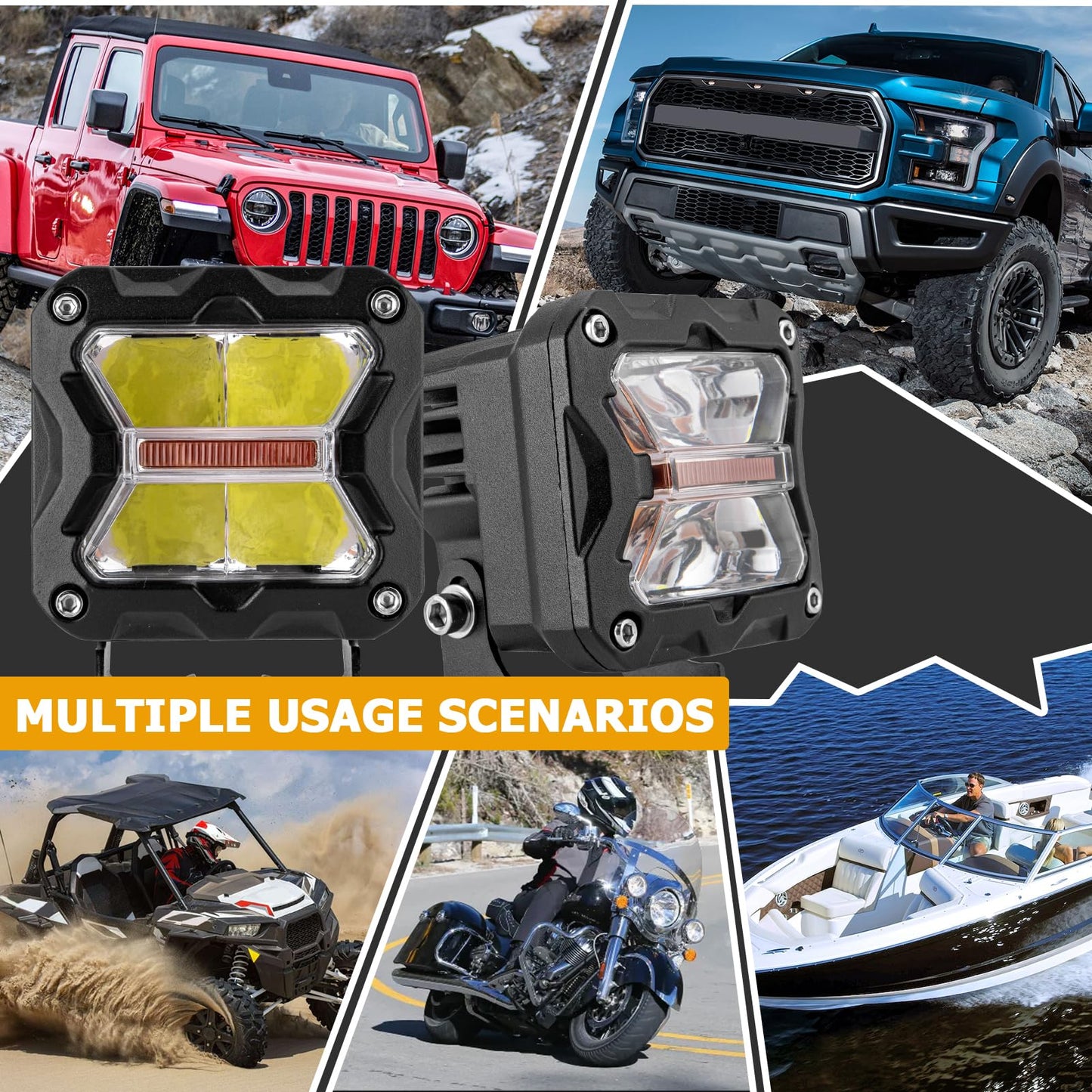 Ditch Hood Light Mounting Brackets Kit with 3 Inch LED Light Pods Wiring Harness Compatible with Toyota 4Runner 2003-2009