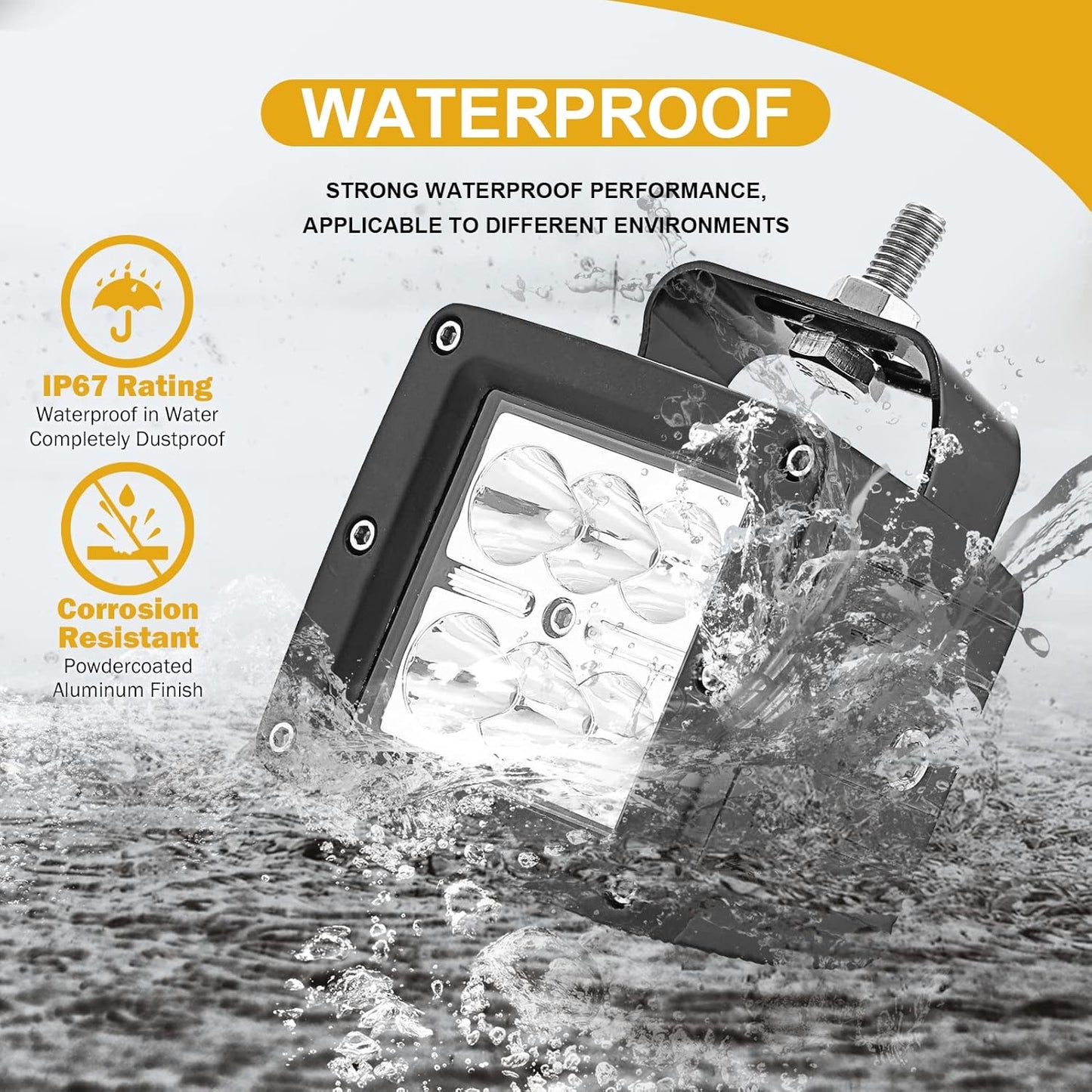 Wsays 2Pcs LED Light Pods & Ditch Hood Hinge LED Pod Mount Bracket w/Wiring Kit Compatible with Toyota 4Runner 2010-2023