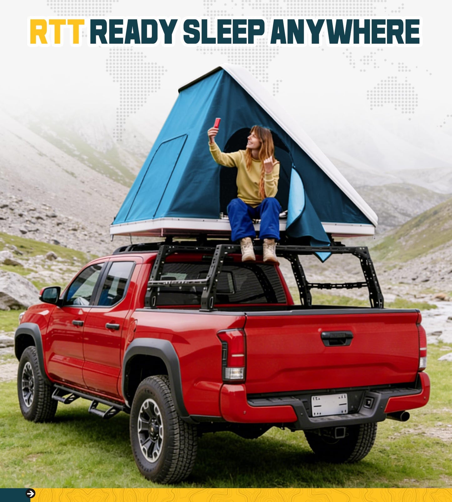 Overland Bed Rack Fit for Full-Size Pickups with Side Cross Bars, Fit for F150/Ram 1500/Silverado/Sierra
