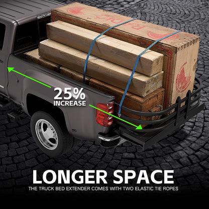 Black Aluminum Truck Bed Extender Retractable 59-69 inches for Silverado Ram Tundra Ford and Other Full-Size Trucks
