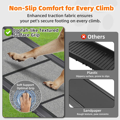 Dog Ramp for Car 𝟕𝟏”𝐱𝟐𝟎” Large Folding Pet Stair Ramps for Truck, SUV, with Non-Slip Surface, Up to 250LBS