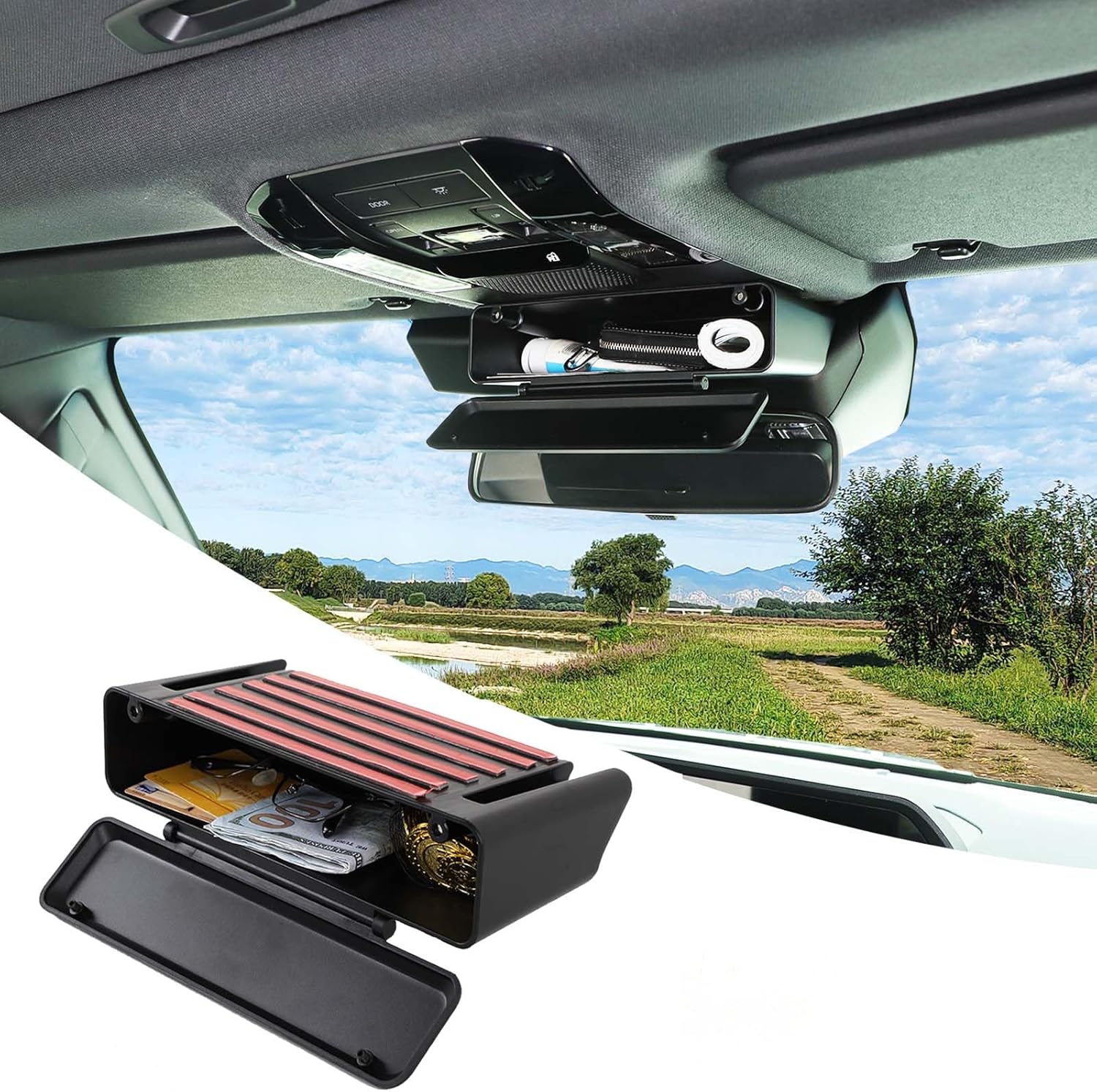 Inner Rearview Mirror Storage Box Compatible with Toyota Land Cruiser 250 Prado LC250 J250 2024 - 2026