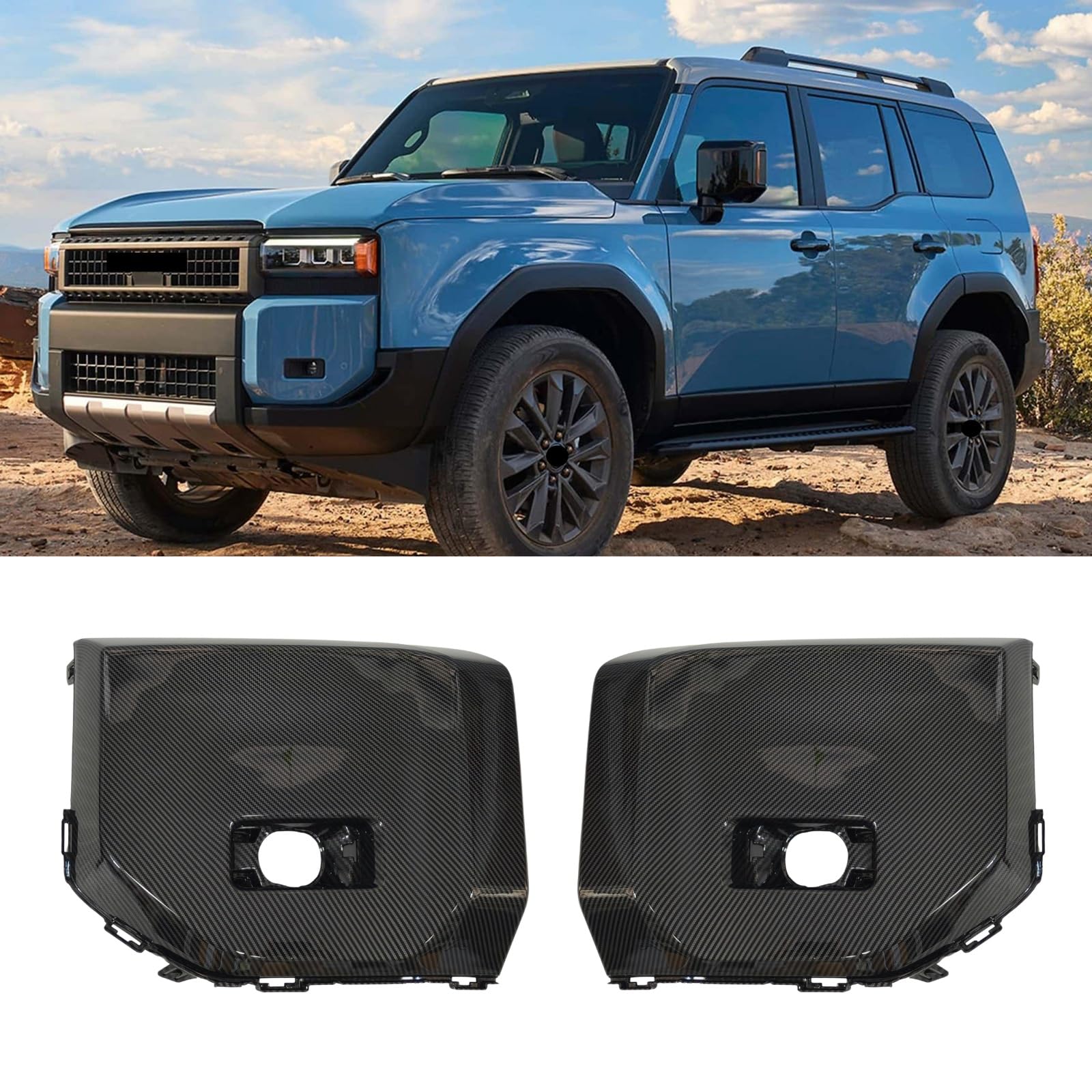 2Pcs front bumper fog light panel W/O radar for 2024-2025 Toyota Land Cruiser Prado LC250