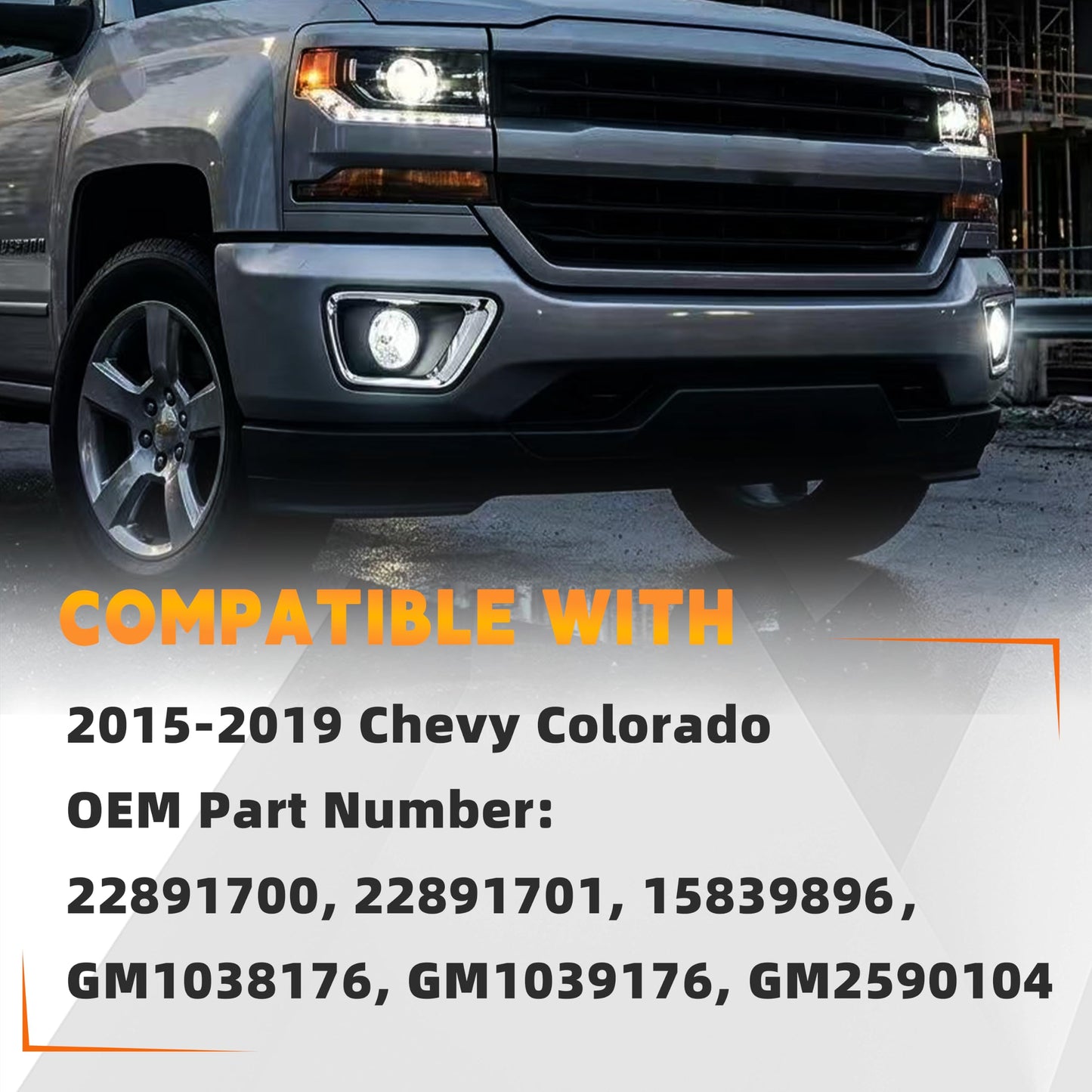 Fog Lights For Chevy Colorado 2015-2019 , Clear Lens, IP67 Waterproof