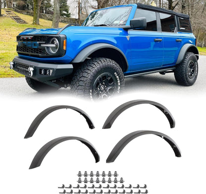 Front & Rear Sasquatch Package Fender Flare Kit Fit for 2021-2023 Ford Bronco 2/4 Door Exclude Bronco Sport, Replace OE M-9164-BFK M2DZ-16268-AA, Black, 4pcs