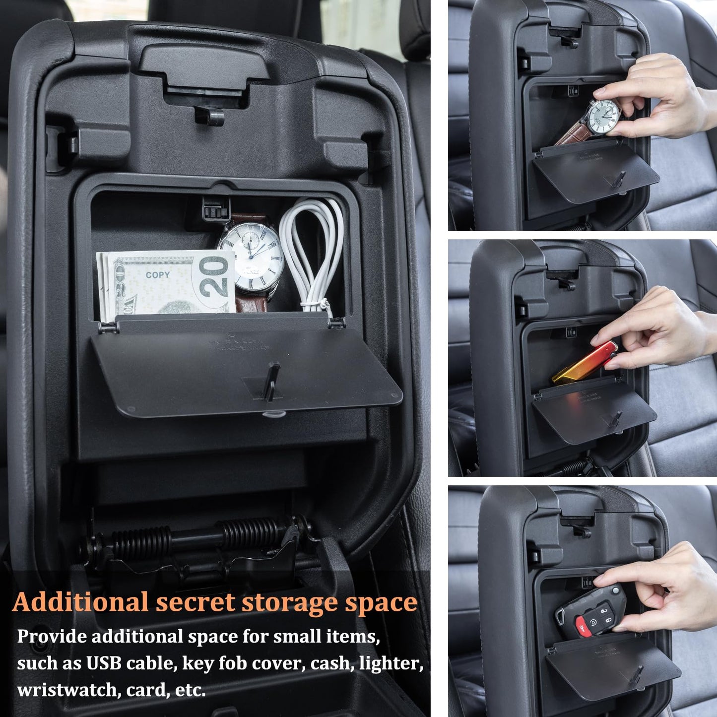 Center Console Hidden Organizer Box Compatible with Jeep Wrangler JL/JLU 4XE and Jeep Gladiator JT 2018-2026
