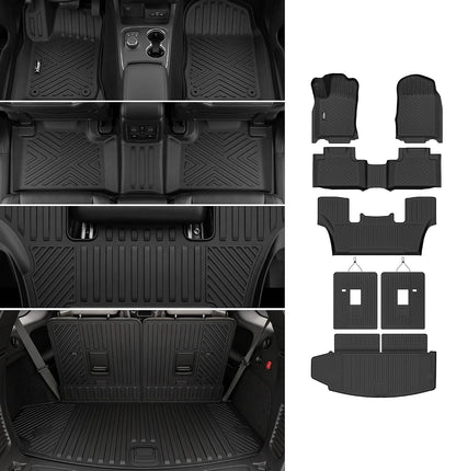 Floor Mats & Trunk Mat for 2016-2024 2025 Dodge Durango with Backrest Mat All Weather TPE Protection