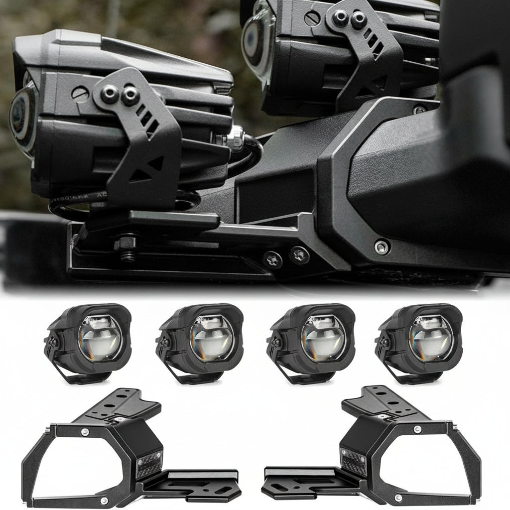 Aluminum A-Pillar Light System Mount With 4 PCS Spotlights, High Low Beam Switchable A-Pillar Spotlight(White Light) For Ford Bronco 2021+(Not fit for Ford Bronco Sport)