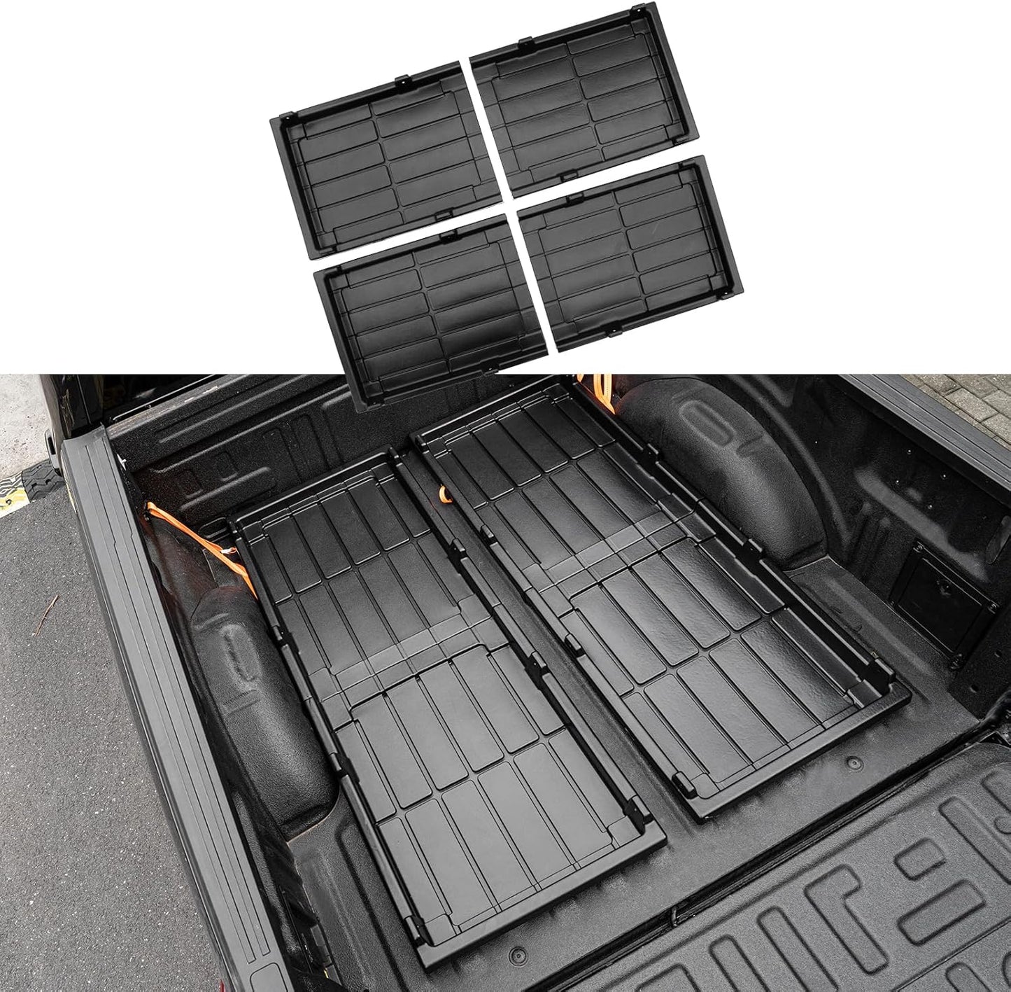 Slide-Out Truck Bed Cargo Tray Compatible with Ford F-150 Chevy Silverado GMC Sierra Dodge Ram Toyota Tundra ABS Plastic Lightweight Truck Bed Organizer Trolley System (62.36''*47.71''*3.47'')