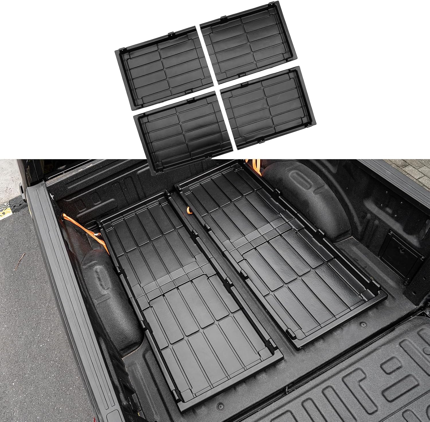 Slide-Out Truck Bed Cargo Tray Compatible with Ford F-150 Chevy Silverado GMC Sierra Dodge Ram Toyota Tundra ABS Plastic Lightweight Truck Bed Organizer Trolley System (62.36''*47.71''*3.47'')