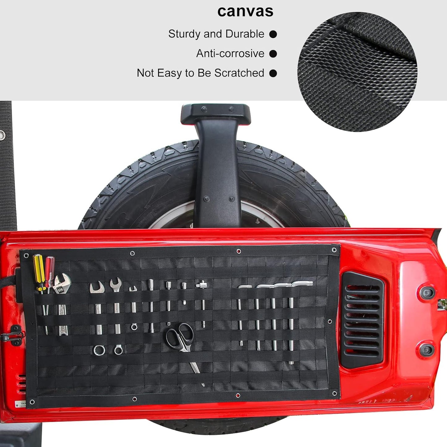 RT-TCZ Tailgate Storage Bag Tool Kit Cargo Organizer Storage Pockets Canvas for Jeep Wrangle TJ JK JKU JL JLU 1997-2022,3PCS