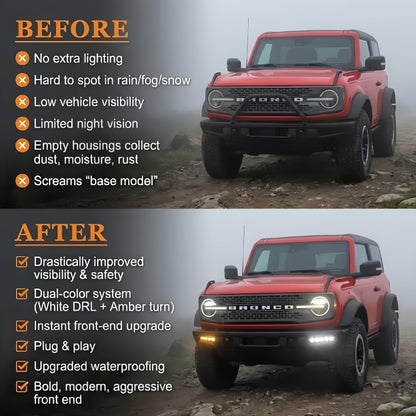 Fog Lights Modular Bumper for Ford Bronco 2021-2026 (with 5 LEDs)