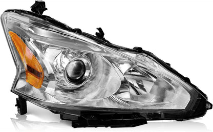 Headlights for 2013-2015 Nissan Altima 4Dr Sedan Headlight Assembly Pair Replacement for 2013 2014 2015 Altima Black Housing Amber Reflector - OMOTOR