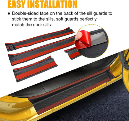 Door Sill Guards Kit with Logo 1941, Door Sill Guards Edge for 2018-2021 Jeep Wrangler JL JLU Gladiator JT 4-Door Accessories Parts Door Sill Protector Replacement, 4pcs/Set - OMOTOR
